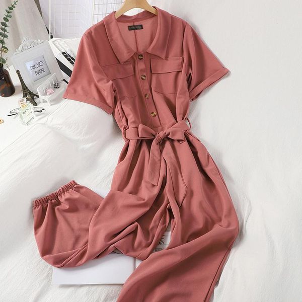 women's jumpsuits & rompers summer for women 2021 short sleeve solid slim overall elegant fashion ladies single breasted vintage romper, Black;white
women's jumpsuits & rompers summer for women 2021 short sleeve solid slim overall elegant fashion ladies single breasted vintage romper, Black;white