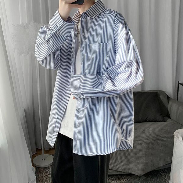men's casual shirts spring summer long-sleeved fashion men korean loose striped mens society dress s-xl, White;black
men's casual shirts spring summer long-sleeved fashion men korean loose striped mens society dress s-xl, White;black