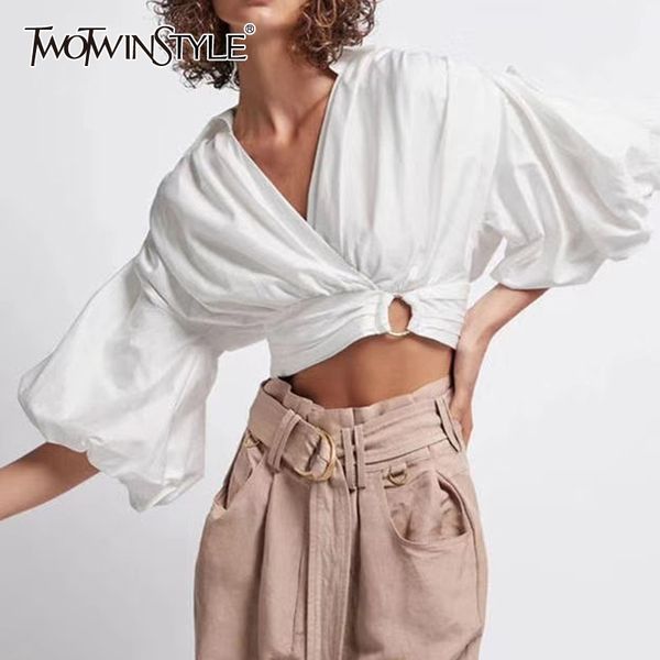 casual hollow out women shirt v neck lantern half sleeve short ruched loose blouse female fashion clothing 210524, White
casual hollow out women shirt v neck lantern half sleeve short ruched loose blouse female fashion clothing 210524, White