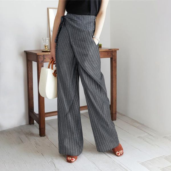 japan chic office lady wide leg pants fashion korean lace up pocket striped long trousers women casual loose work wear women's & capris, Black;white
japan chic office lady wide leg pants fashion korean lace up pocket striped long trousers women casual loose work wear women's & capris, Black;white