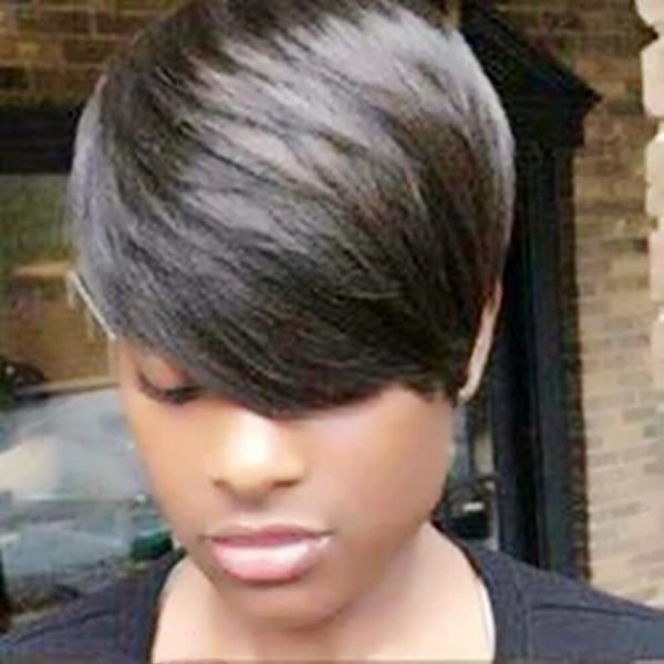 straight brazilian human hair wigs with bangs cute pixie ll machine none lace front wig for women, Black;brown
straight brazilian human hair wigs with bangs cute pixie ll machine none lace front wig for women, Black;brown