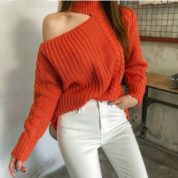 women's sweaters 2021 autumn casual minimalist female korean style knitting off the shoulder ladies sw885a, White;black
women's sweaters 2021 autumn casual minimalist female korean style knitting off the shoulder ladies sw885a, White;black