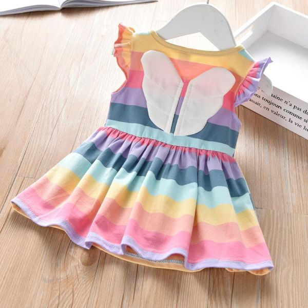 girl's dresses children dress summer o-neck kids clothes rainbow stripe fashion behind with wing toddler baby girls clothing, Red;yellow
girl's dresses children dress summer o-neck kids clothes rainbow stripe fashion behind with wing toddler baby girls clothing, Red;yellow