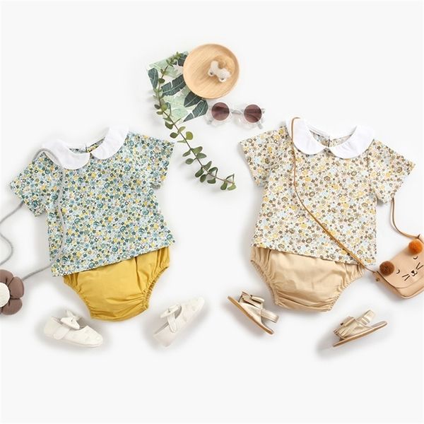 summer baby girl clothes kids girls doll collar sets floral t-shirt + triangle pants clothing suit children 210521, White
summer baby girl clothes kids girls doll collar sets floral t-shirt + triangle pants clothing suit children 210521, White