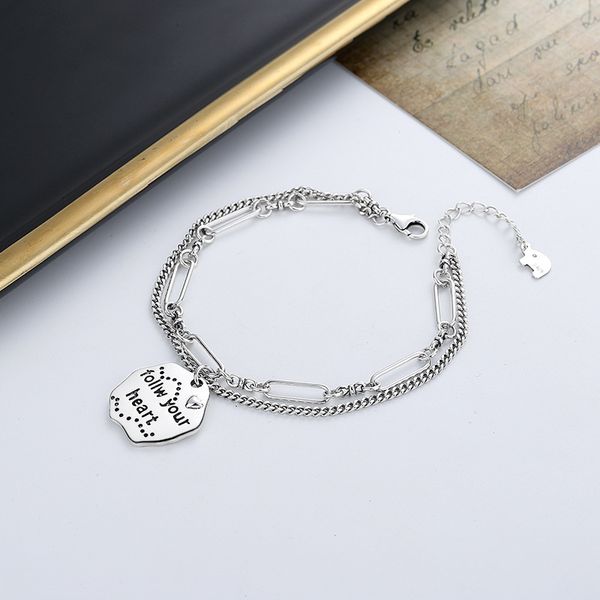 chaosheng s925 sterling silver double stitched letter hangtag bracelet ins minority japanese and korean style girlfriends gift hand ornament, Golden;silver
chaosheng s925 sterling silver double stitched letter hangtag bracelet ins minority japanese and korean style girlfriends gift hand ornament, Golden;silver