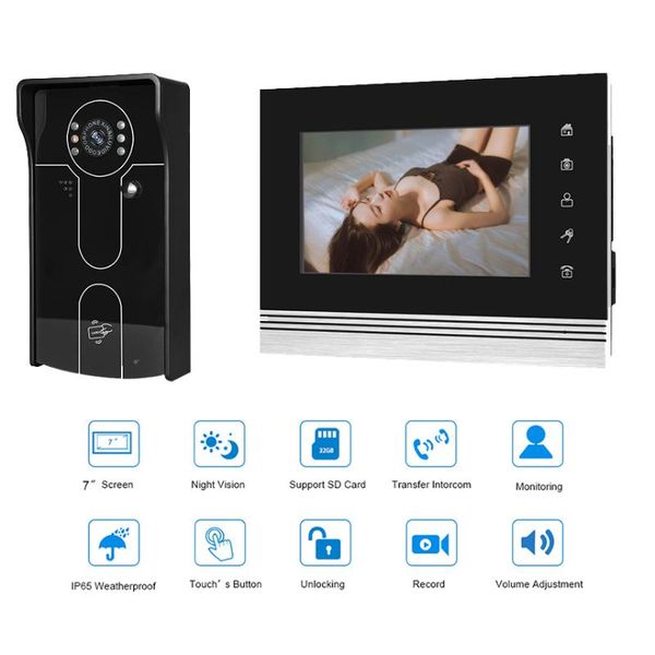 id password access intercom black video doorphone 7 inch support electric lock no nc door phones
id password access intercom black video doorphone 7 inch support electric lock no nc door phones