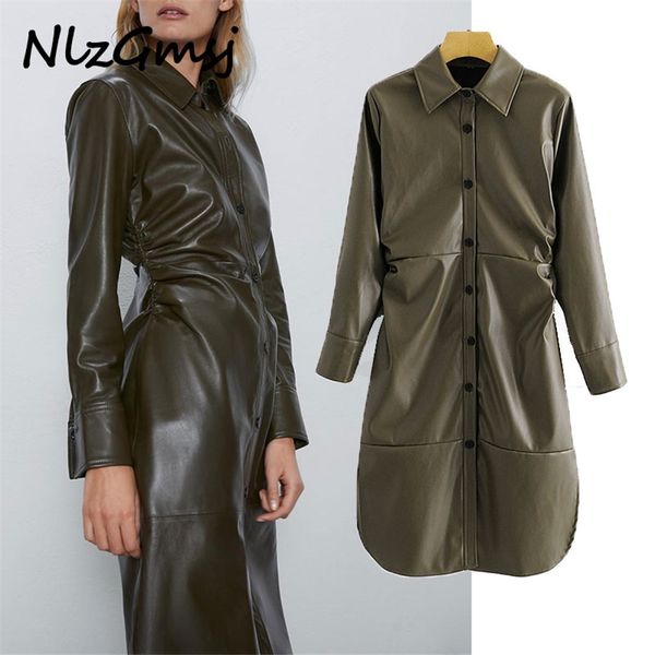 dres pu faux leather midi long sleeve pleated waist elegant party es ladies clothes vestidos 210628, Black;gray
dres pu faux leather midi long sleeve pleated waist elegant party es ladies clothes vestidos 210628, Black;gray