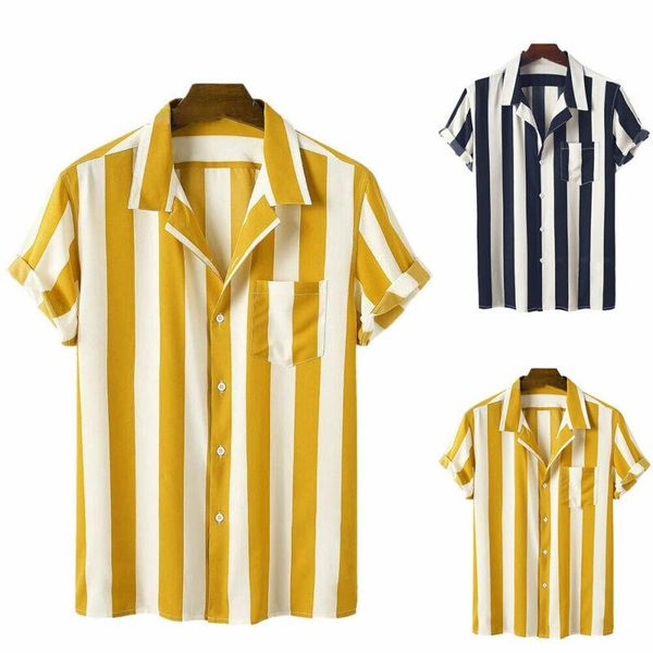 men's casual shirts striped for men yellow blue short sleeve mens daily clothing shirt 2021, White;black
men's casual shirts striped for men yellow blue short sleeve mens daily clothing shirt 2021, White;black