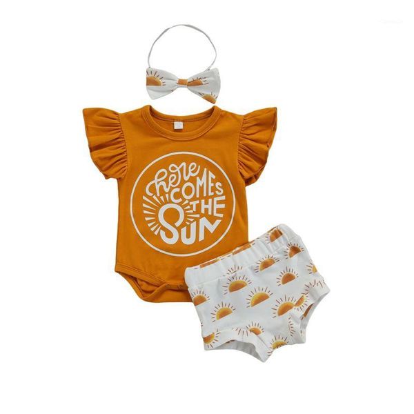 clothing sets toddler baby girls clothes set flying sleeve romper + shorts bow hairband small sun print casual summer suits, White
clothing sets toddler baby girls clothes set flying sleeve romper + shorts bow hairband small sun print casual summer suits, White