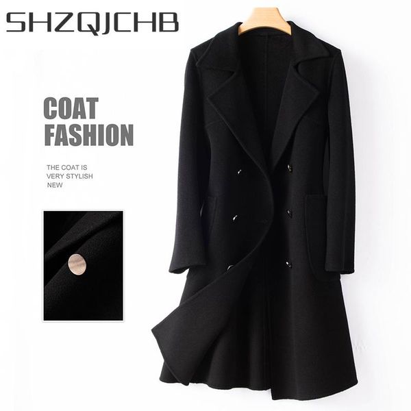 women's wool & blends shzq winter coat women 100% double breasted korean autumn long cashmere jacket elegant woolen casaco feminino 10f, Black
women's wool & blends shzq winter coat women 100% double breasted korean autumn long cashmere jacket elegant woolen casaco feminino 10f, Black