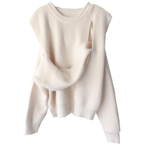 women's sweaters irregular off shoulder sweater stitching hollow out loose round collar knitted pullover women winter design clothing p, White;black
women's sweaters irregular off shoulder sweater stitching hollow out loose round collar knitted pullover women winter design clothing p, White;black