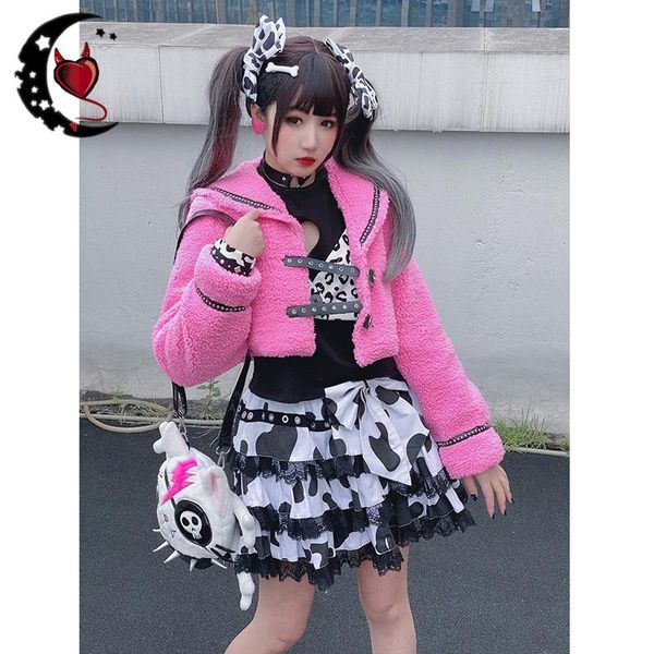 harajuku punk style girls cute sweet pink short plush coat streetwear women jacket kawaii casual overcoat women's jackets, Black;brown
harajuku punk style girls cute sweet pink short plush coat streetwear women jacket kawaii casual overcoat women's jackets, Black;brown