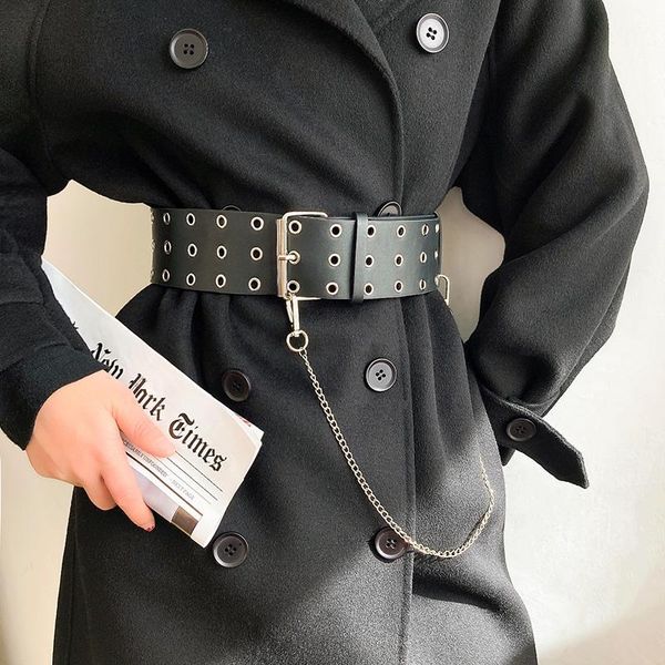 belts personality pu leather metal circle rivet split joint belt silver tassel chain for women hollow design waist strap jeans, Black;brown
belts personality pu leather metal circle rivet split joint belt silver tassel chain for women hollow design waist strap jeans, Black;brown