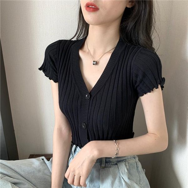 summerpurecolor single breasted fitting women sweaters slim stringy selvedge knitwear short sleeve womans, White;black
summerpurecolor single breasted fitting women sweaters slim stringy selvedge knitwear short sleeve womans, White;black