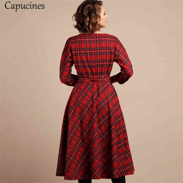 classic england style red plaid dress women autumn 3/4 sleeves o-neck sashes a-line casual dress vintage midi party dresses, Black;gray
classic england style red plaid dress women autumn 3/4 sleeves o-neck sashes a-line casual dress vintage midi party dresses, Black;gray