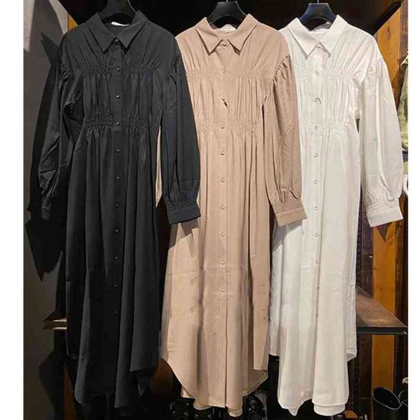 spring single breasted women folds shirt dresses fashion irregular vestidos mujer elegant slim waist blouse dress woman 210514, Black;gray
spring single breasted women folds shirt dresses fashion irregular vestidos mujer elegant slim waist blouse dress woman 210514, Black;gray