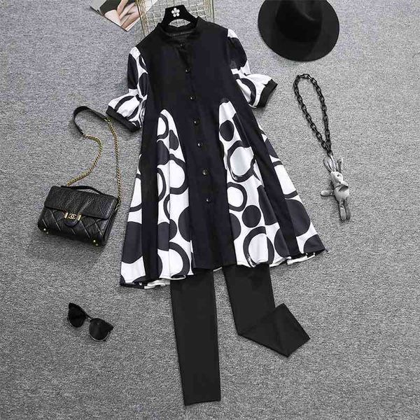plus size women circle printing a-line long shirt dress 2 piece set loose and leggings outfits 210525, White
plus size women circle printing a-line long shirt dress 2 piece set loose and leggings outfits 210525, White