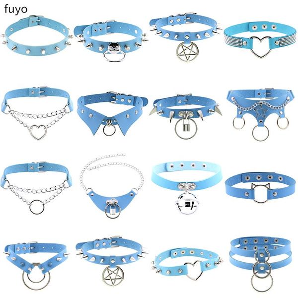 chokers fashion necklace pu leather blue goth punk rock choker necklaces for women men hip hop bondage cosplay festival jewelry, Golden;silver
chokers fashion necklace pu leather blue goth punk rock choker necklaces for women men hip hop bondage cosplay festival jewelry, Golden;silver