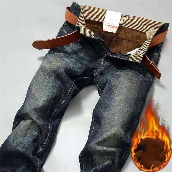men's autumn winter thermal warm flannel stretch jeans quality famous fleece pants men straight flocking trousers jean male 211206, Blue
men's autumn winter thermal warm flannel stretch jeans quality famous fleece pants men straight flocking trousers jean male 211206, Blue