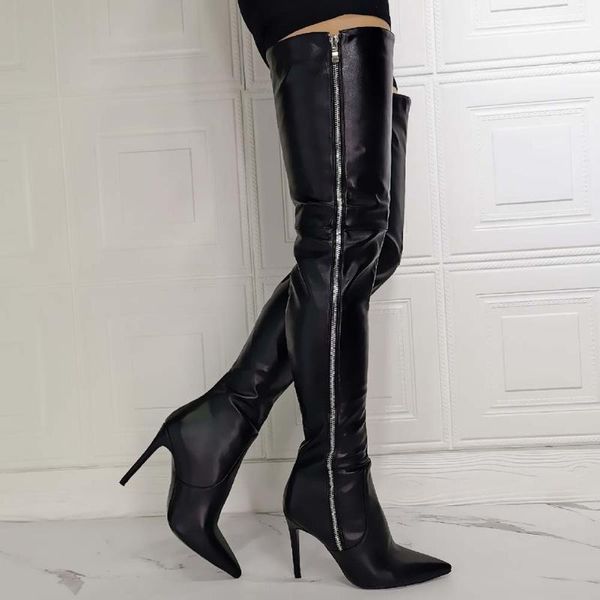 boots plus size 47 stiletto heel pointed toe zipper party shoes women over the knee high heels thigh female, Black
boots plus size 47 stiletto heel pointed toe zipper party shoes women over the knee high heels thigh female, Black