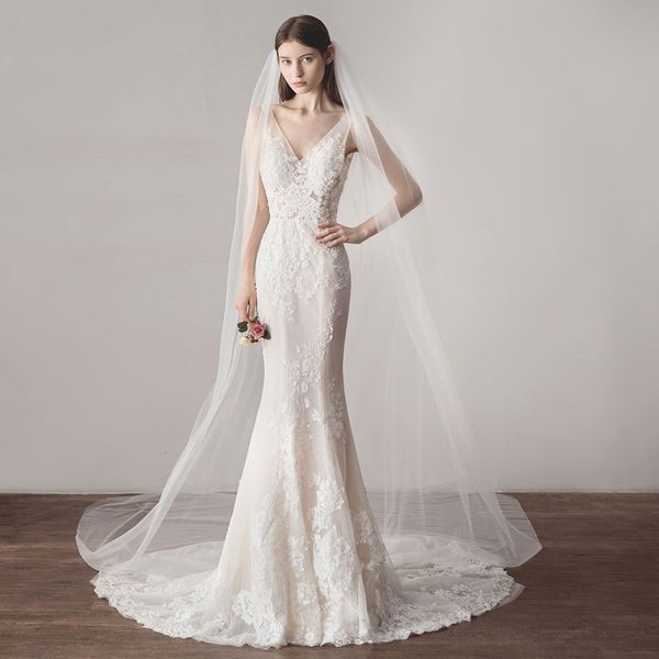 v621 classical cathedral marriage bridal veil soft tulle long train one-layer cut edge white wedding bride headdress with two comb, Black
v621 classical cathedral marriage bridal veil soft tulle long train one-layer cut edge white wedding bride headdress with two comb, Black
