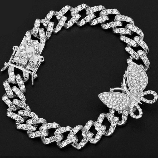 link, chain hip hop bling iced out men's rapper bracelet full rhinestone pave with butterfly miami cuban link for men jewelry, Black
link, chain hip hop bling iced out men's rapper bracelet full rhinestone pave with butterfly miami cuban link for men jewelry, Black