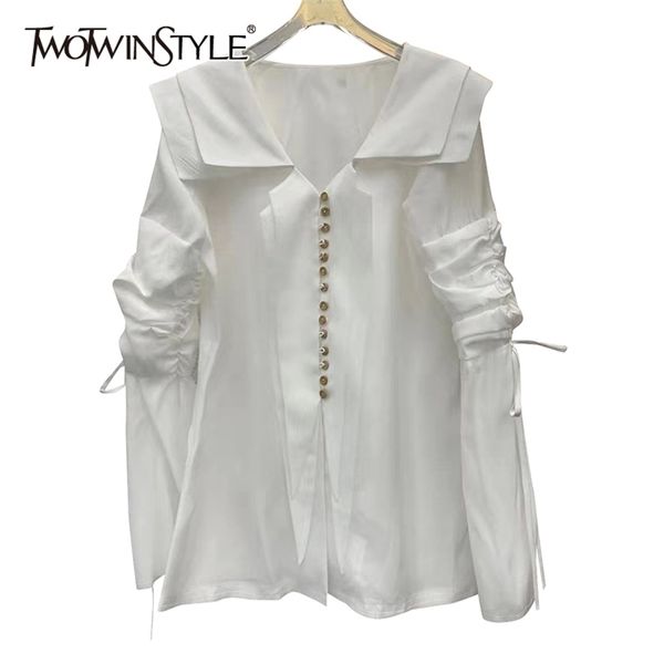 minimalist ruched shirt for women sailor collar long sleeve casual white blouse female fashion clothing 210524
minimalist ruched shirt for women sailor collar long sleeve casual white blouse female fashion clothing 210524