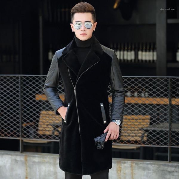 men's leather & faux genuine sheepskin jacket men sheep shearing real wool fur coat autumn winter long mens jackets 16019 kj2184, Black
men's leather & faux genuine sheepskin jacket men sheep shearing real wool fur coat autumn winter long mens jackets 16019 kj2184, Black