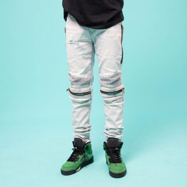 men's jeans male american high street denim pants trend side zipper crumpled stitching knee hole straight slim pile, Blue
men's jeans male american high street denim pants trend side zipper crumpled stitching knee hole straight slim pile, Blue