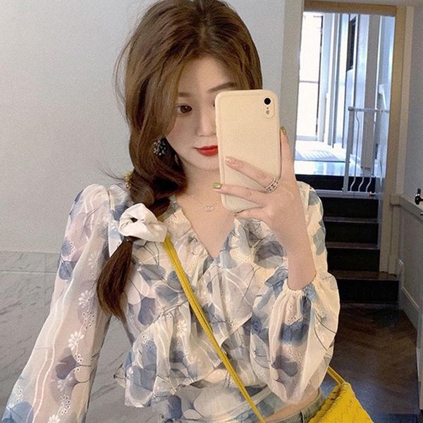 women's blouses & shirts women blouse chiffon shirt 2021 small flower v-neck blusas mujer de moda, White
women's blouses & shirts women blouse chiffon shirt 2021 small flower v-neck blusas mujer de moda, White