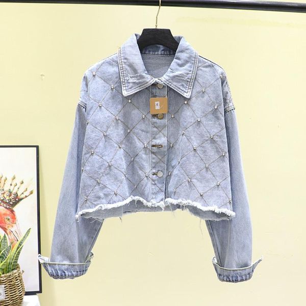 women's jackets spring beading diamond frayed burr short light blue women denim jacket female casual loose jean harajuku veste femme, Black;brown
women's jackets spring beading diamond frayed burr short light blue women denim jacket female casual loose jean harajuku veste femme, Black;brown