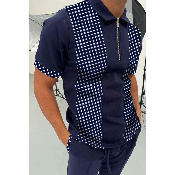 black pattern men's zipper polo shirt comfortable breathable fashionable cool daily travel work party, White;black
black pattern men's zipper polo shirt comfortable breathable fashionable cool daily travel work party, White;black