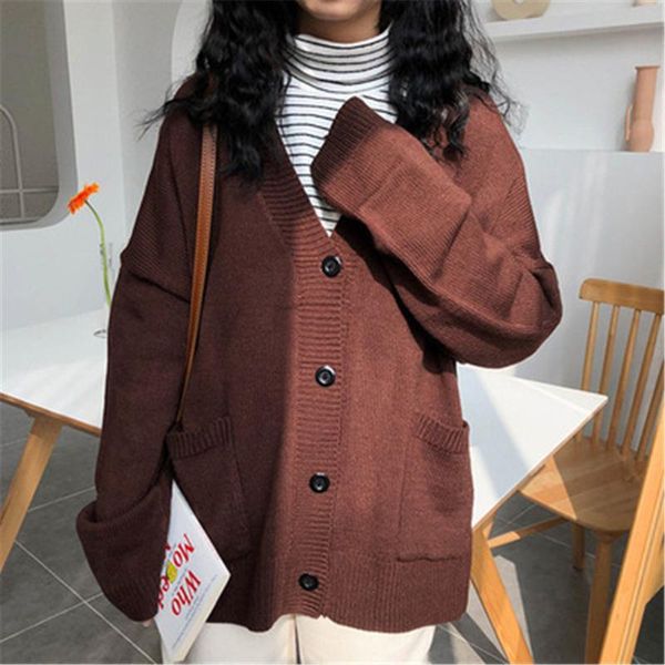 women's knits & tees all-match jumper female outwear cardigan women casual sweater retro grey solid loose pockets single breasted v-ne, White
women's knits & tees all-match jumper female outwear cardigan women casual sweater retro grey solid loose pockets single breasted v-ne, White