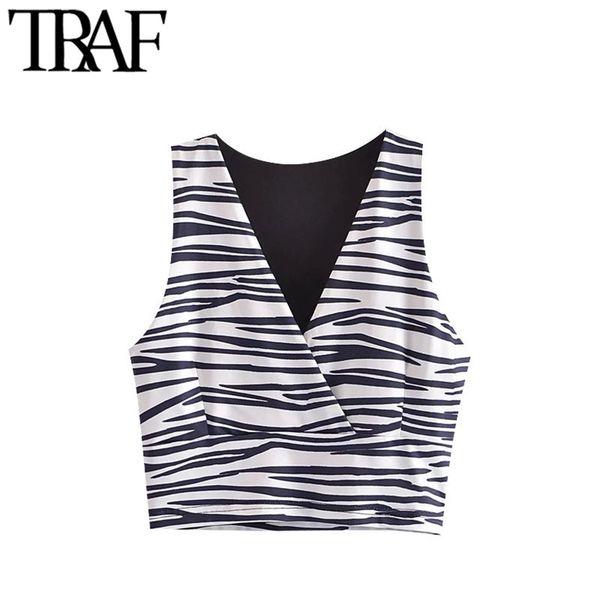 women fashion zebra print cropped tank vintage v neck sleeveless female camis mujer 210507, White
women fashion zebra print cropped tank vintage v neck sleeveless female camis mujer 210507, White