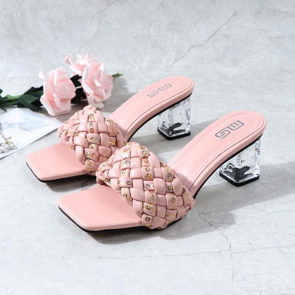 slippers women transparent heels 2021 summer ladies luxury square toe sandals high woven beach slides fashion shoes, Black
slippers women transparent heels 2021 summer ladies luxury square toe sandals high woven beach slides fashion shoes, Black