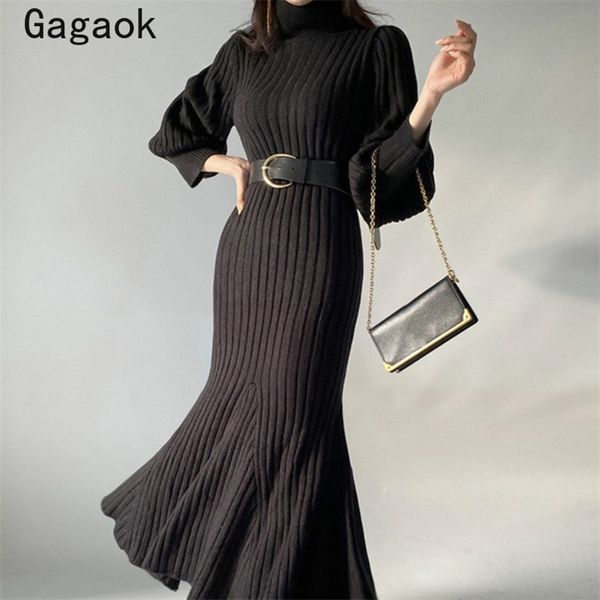 bodycon dress women spring autumn solid sheath lantern sleeve turtleneck midi dresses slim chic korean vestidos 210531, Black;gray
bodycon dress women spring autumn solid sheath lantern sleeve turtleneck midi dresses slim chic korean vestidos 210531, Black;gray