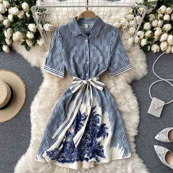 women's fashion printing retro striped short sleeve slim mini a-line dress elegant korean summer vestidos s679 210527, Black;gray
women's fashion printing retro striped short sleeve slim mini a-line dress elegant korean summer vestidos s679 210527, Black;gray