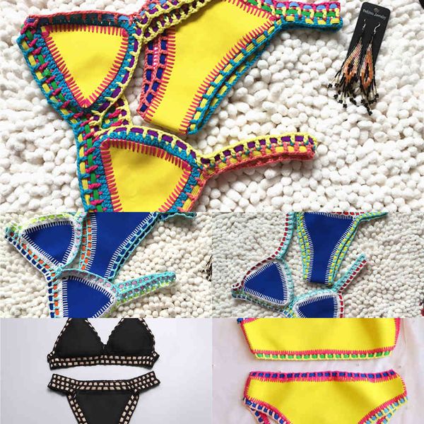 new women's knitted bikini split swimsuit 2021 bandage large size swimsuit2021, White;black
new women's knitted bikini split swimsuit 2021 bandage large size swimsuit2021, White;black