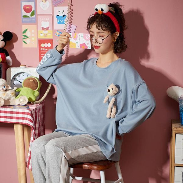 women pure cotton pajama sets spring summer cartoon little bear girl home wear fashion two-pice suit casual women's sleepwear, Black;red
women pure cotton pajama sets spring summer cartoon little bear girl home wear fashion two-pice suit casual women's sleepwear, Black;red