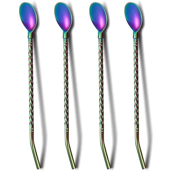 storage bags rainbow ice tea spoon with straw handle, stainless steel titanium plating,4 pieces
storage bags rainbow ice tea spoon with straw handle, stainless steel titanium plating,4 pieces