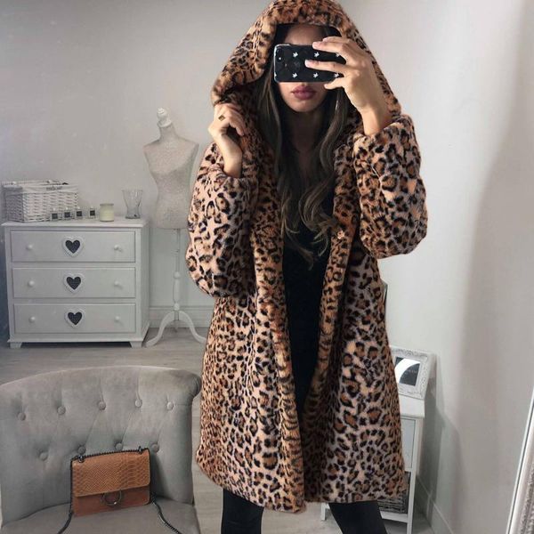 women's hoodies & sweatshirts winter warm women plus size leopard print faux furry hooded long sleeved zip-up thicken jacket coat, Black
women's hoodies & sweatshirts winter warm women plus size leopard print faux furry hooded long sleeved zip-up thicken jacket coat, Black