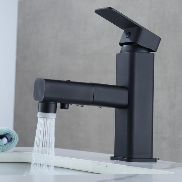 bathroom sink faucets black matte and cold water mixer faucet pull-out way basin with 2 hoses 
bathroom sink faucets black matte and cold water mixer faucet pull-out way basin with 2 hoses
