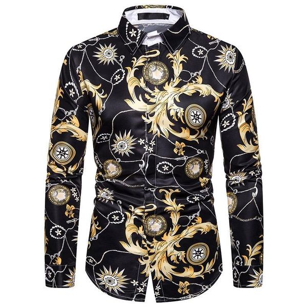 men's dress shirts 2021 fashion mens long sleeve royal print designer fancy slim casual club style men clothing, White;black
men's dress shirts 2021 fashion mens long sleeve royal print designer fancy slim casual club style men clothing, White;black