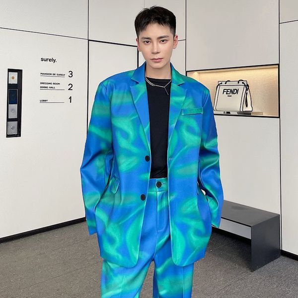 men's suits & blazers colorful print blue men vintage fashion show loose casual party jacket male streetwear hiphop coat blazer 9v94, White;black
men's suits & blazers colorful print blue men vintage fashion show loose casual party jacket male streetwear hiphop coat blazer 9v94, White;black