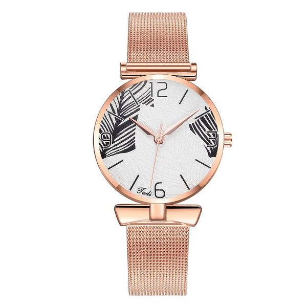 wristwatches fashion watch alloy mesh strap creative leaf printed dial casual women's, Slivery;brown 
wristwatches fashion watch alloy mesh strap creative leaf printed dial casual women's, Slivery;brown