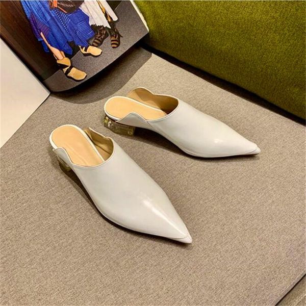 slippers s womens single shoes women wear pointed leather fashion sandals crystal heel half drag, Black
slippers s womens single shoes women wear pointed leather fashion sandals crystal heel half drag, Black