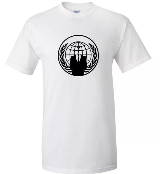 Anonymous Logo T-Shirt Black White Cotton Hacker Protest Resist S- 5XL, White;black