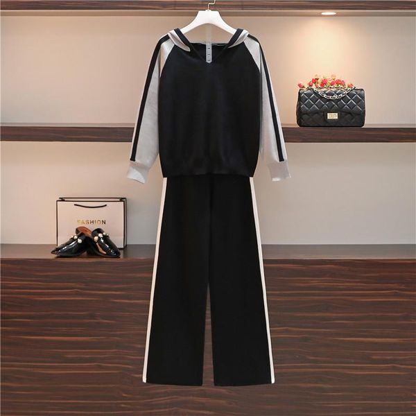 women's two piece pants arrival autumn winter knitted set casual pullovers and wide-leg suits hit color, White
women's two piece pants arrival autumn winter knitted set casual pullovers and wide-leg suits hit color, White