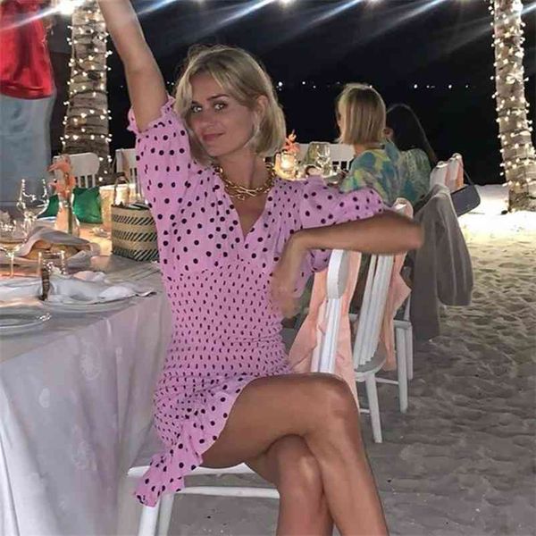 vintage bodycon beach dress v neck polka dot summer women ruffle short mini elastic tube bandage vestidos 210415, Black;gray
vintage bodycon beach dress v neck polka dot summer women ruffle short mini elastic tube bandage vestidos 210415, Black;gray