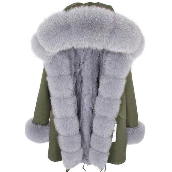 women's fur & faux 2021 fashion winter jacket natural collar striped rex liner army green long parka women real coat, Black
women's fur & faux 2021 fashion winter jacket natural collar striped rex liner army green long parka women real coat, Black